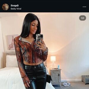 Long sleeve sheer top